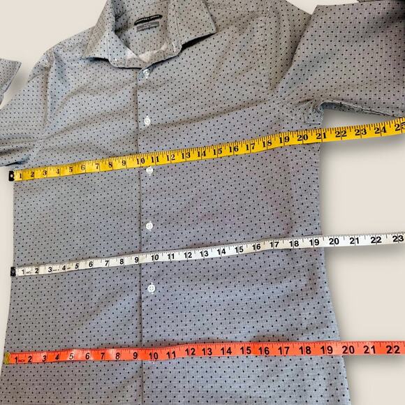 Geoffrey Beene Long Sleeve Button Up Slim Fit Shirt Stretch Mens M Dotted Gray - Picture 8 of 10
